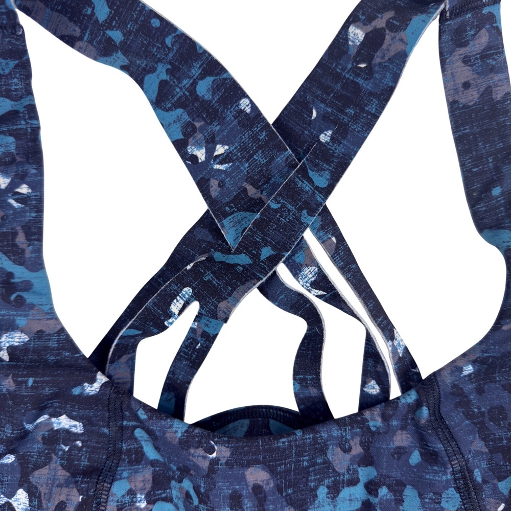Sweaty Betty Blue Camo Multi Strap Cross Back Sports Bra Medium Gym - Picture 2 of 5